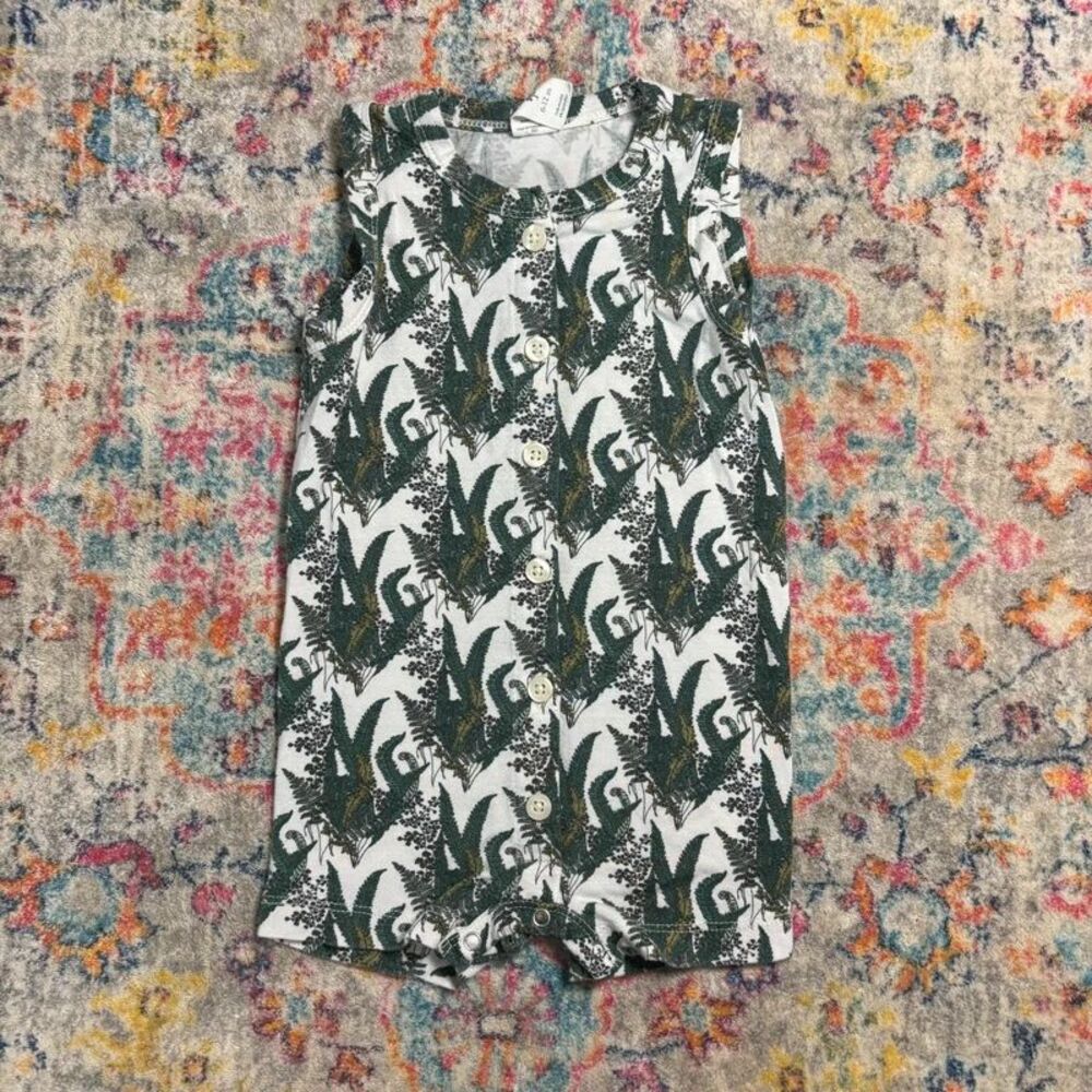 Kate Quinn Ferns 6-12M Modal Tank Romper Green Botanical